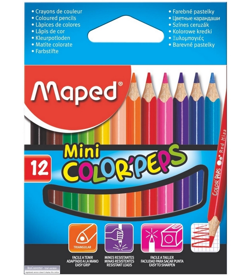 12 mini crayons de couleur MAPED Color'Peps Strong mine ultra